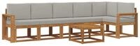 vidaXL Gartenlounge-Set Outdoor-Sofagarnitur 7 stk. Nat&uuml;rlich und Hellgrau,...