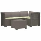 vidaXL Sofaelement 4-Sitzer Garten Sofa mit Kissen Rattan Look PP Hellgrau