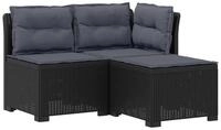 vidaXL Sofaelement 3-Sitzer Garten Sofa mit Kissen Rattan-Look PP Anthrazit