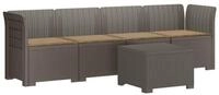 vidaXL Sofaelement 4-Sitzer Gartensofa mit Kissen Rattan Look PP Hellgrau