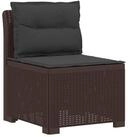 vidaXL Sofaelement 1-Sitzer Garten-Sofa mit Kissen Rattan-Look PP Braun