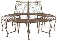 vidaXL Gartenbank Baumbank 8-Sitzanzahl &Oslash; 160 x 89 cm Stahl Antikbraun Rund...