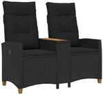 vidaXL Gartenbank Liegebank mit Tisch 2 -Seater 126 x 65 x 112 cm Poly-Rattan...