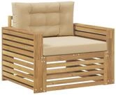 vidaXL Sofaelement Outdoor-Sofa Polyester Wei&szlig; und Beige (1 St)