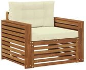 vidaXL Sofaelement Outdoor-Sofa Massives nholz und Polyester Natur und Creme (1...