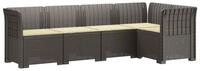 vidaXL Sofaelement 5-Sitzer Gartensofa mit Kissen Rattan-Look PP Hellgrau