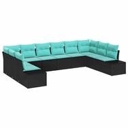 vidaXL Loungesofa Gartensofa-set 10 stk. 9-Sitzanzahl Schwarz und T&uuml;rkis, 10...
