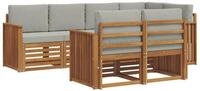 vidaXL Gartenlounge-Set Outdoor-Sofagarnitur 7 stk. Nat&uuml;rlich und Hellgrau