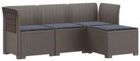 vidaXL Sofaelement 4-Sitzer Garten Sofa mit Kissen Rattan Look PP Hellgrau