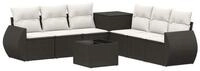vidaXL Gartensofa Sofa Set 8 stk. Schwarz und Cremewei&szlig; Polyrattan und Stahl, 8