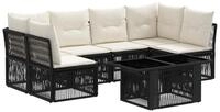vidaXL Gartensofa Gartensofa-set 7 stk. Schwarz Poly-Rattan, 7 Teile