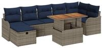 vidaXL Gartenlounge-Set Gartensofa-set 8 stk. Grau Poly-Rattan, (8-tlg)