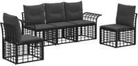 vidaXL Gartenlounge-Set Outdoor-Sofagarnitur 5 stk. Schwarz und Dunkelgrau...