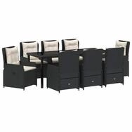 vidaXL Gartenlounge-Set Garten Essgruppe 9 stk. Schwarz Poly-Rattan, (9-tlg)