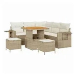 vidaXL Gartensofa, Garten-Sofa-Set mit Kissen mit Speicher 8 pcs Beige und Creme