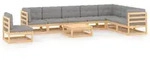 vidaXL Gartenlounge-Set 9-tlg. Garten-Lounge-Set mit Kissen Massivholz Kiefer,