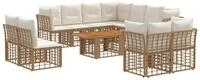 vidaXL Gartensofa Gartensofa-set 12 stk. Nat&uuml;rlich und Cremwei&szlig; Poly-Rattan,...