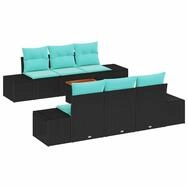 vidaXL Gartenlounge-Set Gartensofa-set 7 stk. Schwarz und T&uuml;rkis Poly-Rattan,