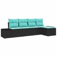 vidaXL Gartenlounge-Set Sofa Set 5 stk. Schwarz [Synthetisch]: Poly Rattan,...