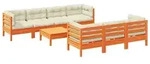 vidaXL Gartenlounge-Set 8-tlg. Garten-Sofagarnitur mit Kissen Wachsbraun...