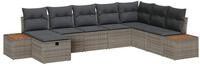 vidaXL Loungesofa Gartensofa-set mit Kissen mit Speicher Grau Poly-Rattan