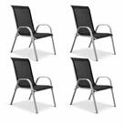 Mojawo Armlehnstuhl 4xOutdoorstuhl Gartenstuhl Stapelstuhl Metall Silber...