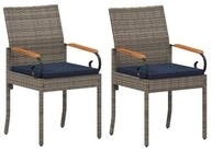 vidaXL Gartenstuhl Gartenst&uuml;hle 2 stk. Grau und Marineblau Poly-Rattan und (2...