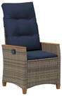 vidaXL Gartenstuhl Verstellbarer Gartenstuhl Grau und Marineblau Poly-Rattan (1...