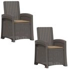 vidaXL Gartenstuhl Liegesessel Garten Rattan-Optik 2 stk. Hellgrau und Taupe PP...