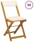 vidaXL Gartenstuhl Au&szlig;en Bistro-St&uuml;hle 8 stk. Cremewei&szlig; Massivholz (8 St)