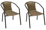Mojawo Armlehnstuhl 2 St&uuml;ck Stabiler Polyrattan Bistrostuhl stapelbar Cappuccino /