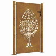 vidaXL Gartentor, Gartentor 105x130 cm Cortenstahl Baum-Design