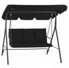 HinHocker Hollywoodschaukel Hollywoodschaukel 3-Sitzer mit Sonnendach, Schwarz,...