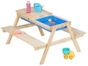 relaxdays Kindersitzgruppe Holz mit Matschtisch, (3-tlg)
