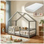 en.casa Kinderbett (Bett und Matratze), &raquo;Treviolo&laquo; mit Matratze Montessori...
