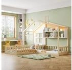 OKWISH Kinderbett Funktionsbett Jugendbett (mit Fenster, Regalen,...