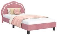 vidaXL Bett Kinderbettgestell mit Kopfteil Rosa 90 x 190 cm Samt (1-tlg)