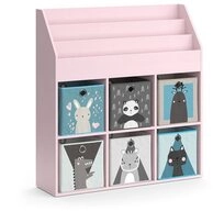 Vicco B&uuml;cherregal Luigi, Rosa, 107.2 x 114.2 cm mit 6 Faltboxen (grau), 1-tlg.