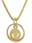 trendor Kette mit Anh&auml;nger 75395, Taufring Babyf&uuml;&szlig;e Gold 585 / 14 Karat mit