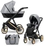 KUNERT Kombi-Kinderwagen Ivento Premium 2in1 Kinderwagen mit goldenem Rahmen,