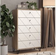Vicco Kommode Nizza, Artisan/Wei&szlig;/Wei&szlig;, 80.2 x 127.4 cm mit 5 Schubladen (1...
