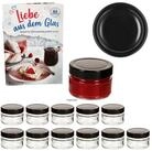 MamboCat Einmachglas 12er Set Marmeladenglas 106ml Deep Deckel Schwarz & Heft