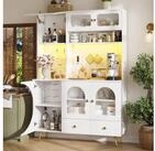 STILVORA Hochschrank Sideboard mit LED-Beleuchtung Steckdosen f&uuml;r K&uuml;che...