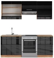 Vicco K&uuml;chenzeile Fame-Line, Anthrazit Hochglanz/Goldkraft Eiche, 200cm ohne AP