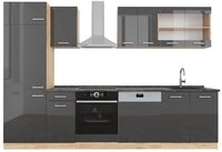 Vicco K&uuml;chenzeile R-Line, Anthrazit Hochglanz/Goldkraft Eiche, 300 cm, AP...