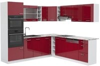Vicco Winkelk&uuml;che R-Line, Rot Hochglanz/Wei&szlig;, 247 x 237 cm ohne Arbeitsplatte