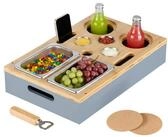 relaxdays Tabletttisch Couchbar mit Zubeh&ouml;r, grau