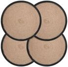 vidaXL Platzset Jute Platzsets 4 stk. Nat&uuml;rlich und Schwarz 100% Tossa Jute,...