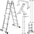 tectake Teleskopleiter Aluminium Mehrzweckleiter 6in1, klappbar, Belastbarkeit...