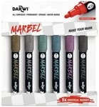 Darwi Permanentmarker Set 6 Marker Acrylfarben, Rundspitze 4mm Metallic-Farben